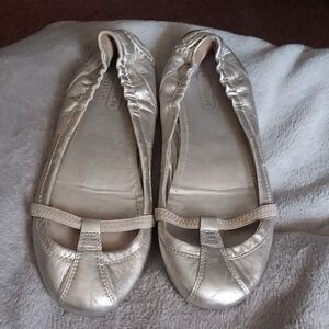 Coach Metallic Silver Loafers